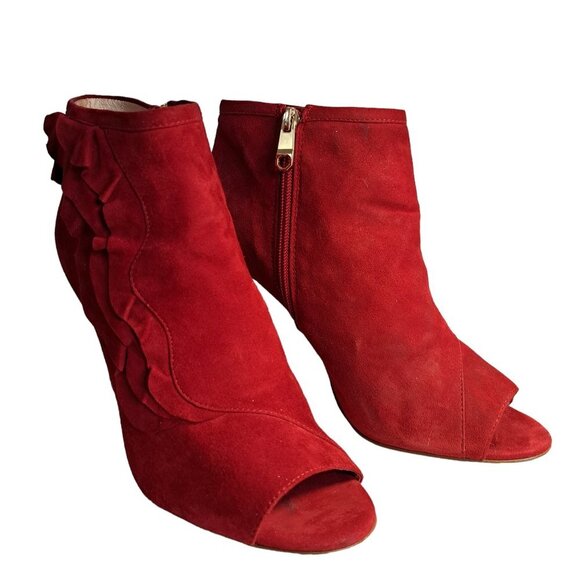 Louise et Cie Lo-Haze Red Leather Suede Ankle Bootie Boots Size 10M/40 - Picture 4 of 11